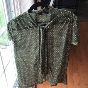 Small MNG by Mango Green Blouse w/diamond pattern